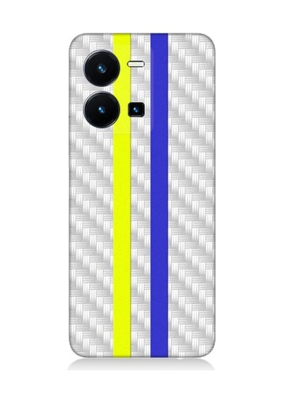 Vivo Y22s Uyumlu Sarı Lacivert Metal Motif Desenli Silikon Kılıf