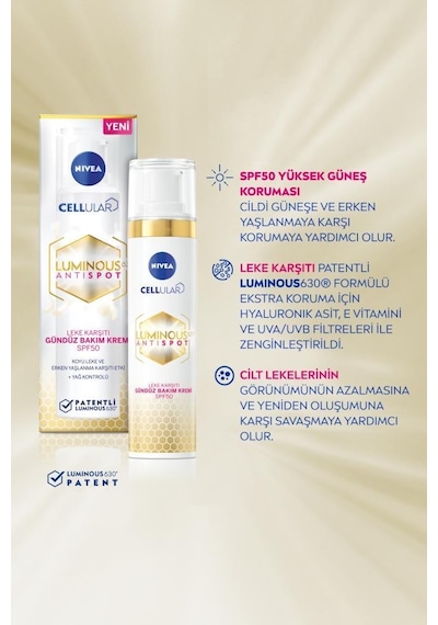 Nivea Luminous630 Kolajen Tetikleyici Leke ve  Serum 30 ML + Leke  Gündüz Bakım Kremi SPF50 50 ML