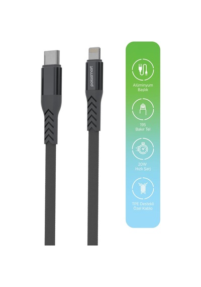 Polosmart Pbs420 Type-c To Lightning 20w Hızlı Şarj Ve Data Kablosu Antrasit
