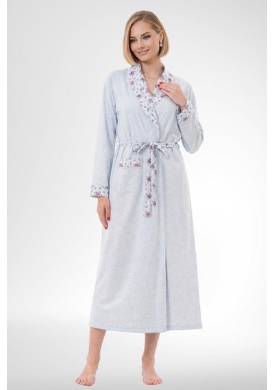 Mecit Pijama Mecit 6320 Mavi Büyük Beden Kadın Sabahlık Pijama Gecelik Set Mavi