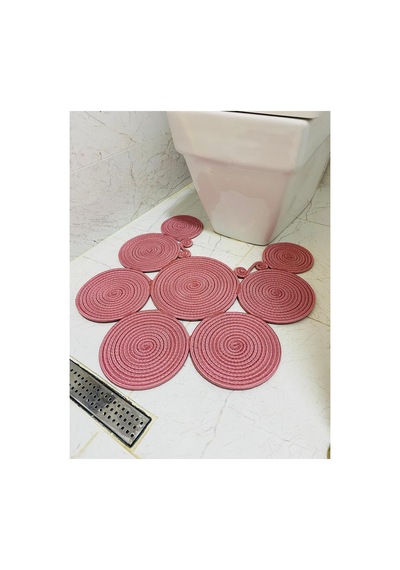 Jüt, Hasır, Paspas, Banyo Paspası, Klozet Önü Paspası, Klozet Paspas, Çift Taraflı Pembe Pembe