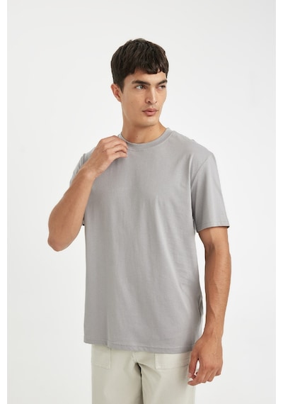 DeFacto %100 Pamuk New Regular Fit Bisiklet Yaka Basic Düz Kısa Kollu Tişört V7699AZ24AUGR89