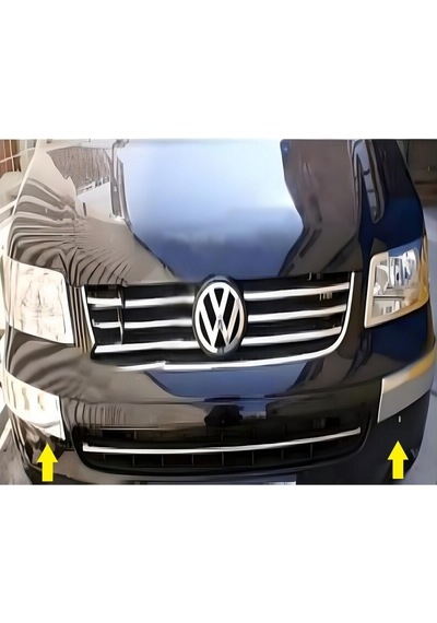 Vw Volkswagen Transporter T5 Uyumlu Ön Tampon Kaşı 2 Parça 2003-2010 Paslanmaz Krom