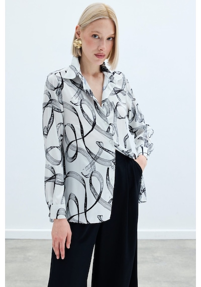 Sateen Desenli Klasik Gömlek - Siyah-136241 Siyah