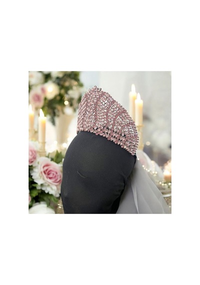 Kristal Taşlı Gelin,kına,nişan,söz,after,bride,party Taç 2 Pembe - 707821395 Pembe