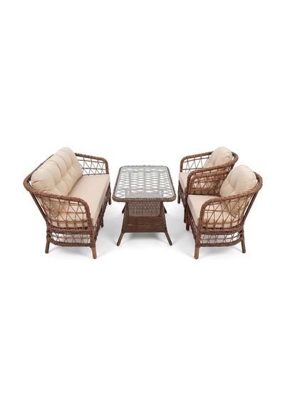 Diva Model Kahverengi 2+1+1 Rattan Balkon Ve Bahçe Takımı Diğer