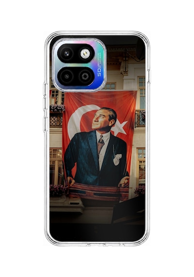 General Mobile Gm 26 One 5g Uyumlu Dev Bayrak Detaylı Atatürk Baskılı Silikon Kılıf
