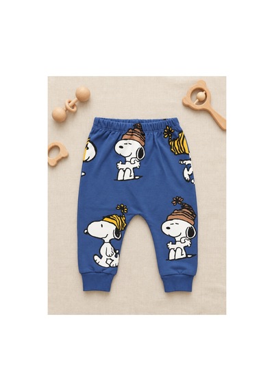 Omeca Concept Snoopy Baskılı Bebek Erkek 2 Li Sweatshirt Eşofman Takımı Lacivert