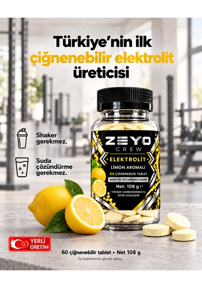 Çiğnenebilir Elektrolit Tablet - Limon Aromalı 60 Tablet / 108g