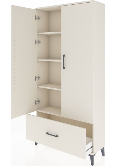 Arges Dolap 4 Raflı Tek Çekmeceli 2 Kapaklı 88x30x182 Aytaşı-... Aytaşı