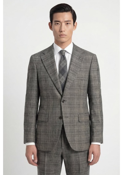 Giotelli Erkek Siyah Dar Kesim Slim Fit Viskon Dokuma Normal Bel 6 Drop Klasik Takım Elbise