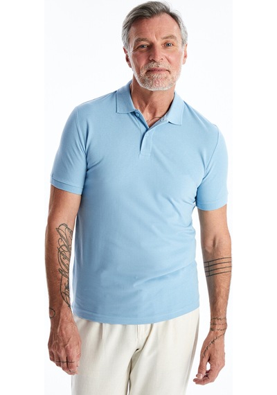 Lcwaıkıkı Classic Mavi Polo Yaka Kısa Kollu Pike Erkek Tişört