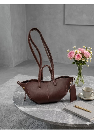 Housebags Valentina Kadın Fermuarlı + Cüzdan Charm El Ve Omuz Çantası Acı Kahverengi