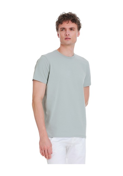 Hatemoğlu Gri Regular Fit Bisiklet Yaka Pamuklu Tişört 1996530 Gri-01