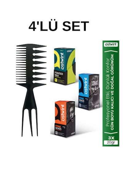 Profesyonel Çatal Şekil Tarağı & Ostwnt Profesyonel Saç Şekillendirici Pudra Wax 20gr X3adet