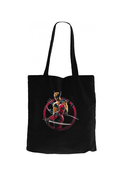 Deadpool Wolverine Movie Siyah Fermuarlı Bez Çanta Gabardin