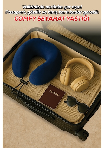 Viscofoam Comfy Ortopedik Seyahat Yastığı Visco Boyun Destekli Seyahat Yastığı - Mavi | Ergo Travel