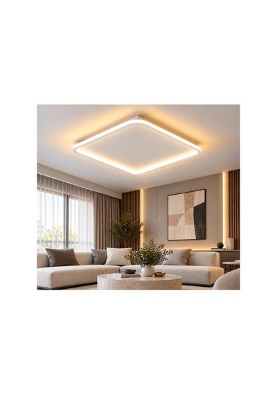 Beyaz 80x80cm Kare 6500k Soğuk Beyaz Modern Led Tavan Lambası