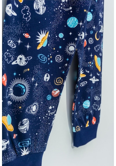 Bunny Hopp Uzay Temalı Erkek Çocuk Pijama Takımı %100 Pamuk Mevsimlik Bisiklet Yaka Manşetli Mavi - Lacivert Bunny Hopp Uzay Temalı Erkek Çocuk Pijama Takımı %100 Pamuk Mevsimlik Bisiklet Yaka Manşetli Mavi - Lacivert
