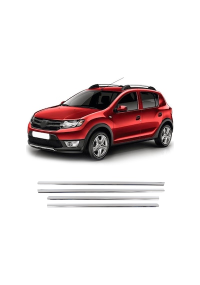 Dacia Sandero Stepway Uyumlu 2012-2020 Krom Cam Çıtası 4 Parça Paslanmaz  Çelik