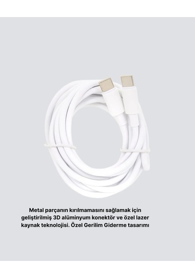 Dayanıklı Dış Kaplamalı 30w 5.0a Type-c Hızlı Şarj Ve Data Kablosu Beyaz