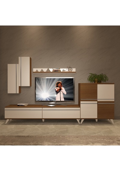 Decoraktiv Eko 6 Mdf Std Retro Tv Ünitesi Tv Sehpası Ceviz - Beyaz