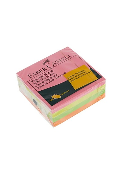 Faber-castell Yapışkan Notluk 75x75mm, Karışık Fosforlu Renkli Küp 10