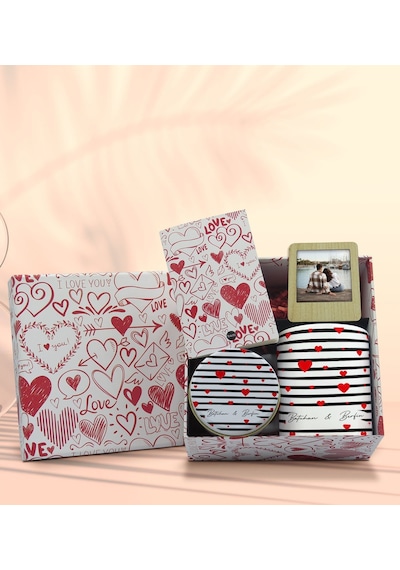 BK Gift Sevgiliye Özel Kutuda Hediye Seti, Kupa Bardak, Sevgili Hediyesi, Kokulu Mum, Fotoğraflı Çerçeve-10
