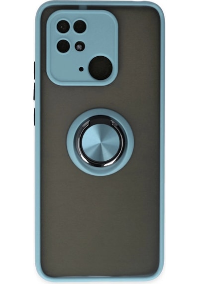 Newface Xiaomi Poco C40 Kılıf Montreal Yüzüklü Silikon Kapak - Semeglbl - 34 Buz Mavi