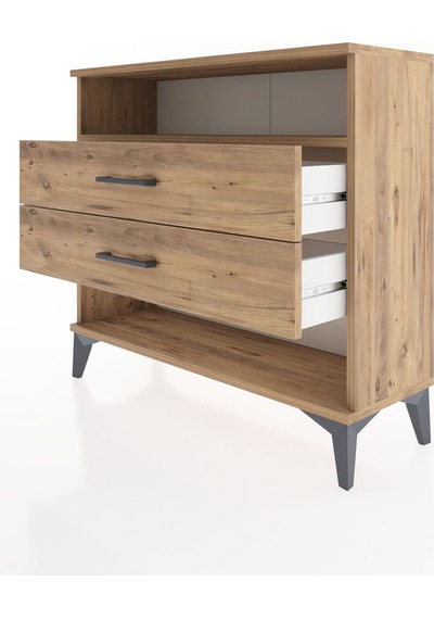 Arges Şifonyer Tek Raflı 2 Çekmeceli 88x30x80 Çam-çam Çam