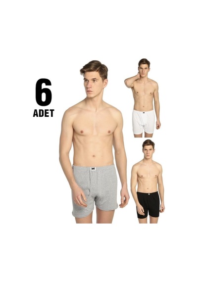 6 Adet Erkek Penye Boxer Asorti