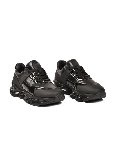 Walkway Siyah Bağcıklı Kalın Rahat Tabanlı Erkek Casual Yürüyüş Ayakkabı Sneaker Zenith Siyah-siyah