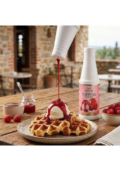 Ovalette Topping Frambuaz Sosu 1 Kg Tatlı, Waffle, Pancake Ve İçecekler İçin Yoğun Meyve Aromalı Topping