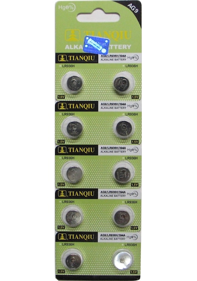 Tianqiu AG9 LR936H 394A Alkalin Düğme Pil 10'lu