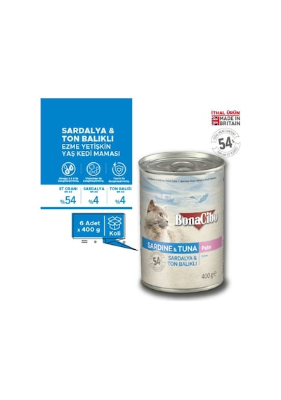 Bonacibo Kuzulu Kuru Mama 2 Kg & Deniz Ürünlü Ezme Yaş Mama Avantaj Paketi 6x400 Gr