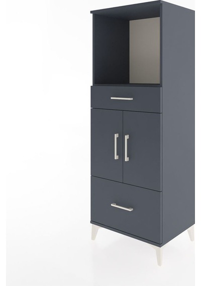 Hyperion Dolap 2 Raflı 2 Çekmeceli 2 Kapaklı 60x44x163 Antrasit-antrasit Antrasit