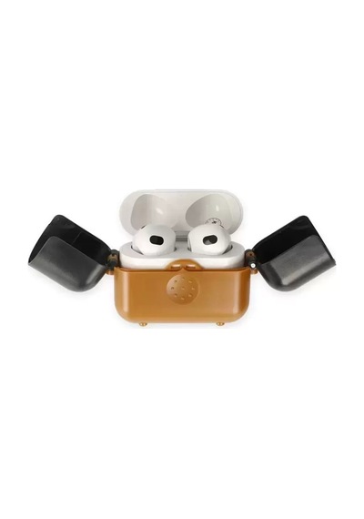 Newface Apple Uyumlu AirPods 3 3.nesil Basmalı Kılıf - Kahverengi-siyah Çok Renkli