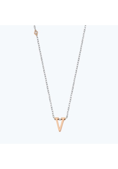 Altınbaş Silver Pırlantalı V Harfi Kolye Int238v-925-1