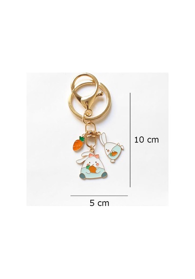 Sevimli Tavşan Metal Charm Anahtarlık Çok Renkli Çok Renkli