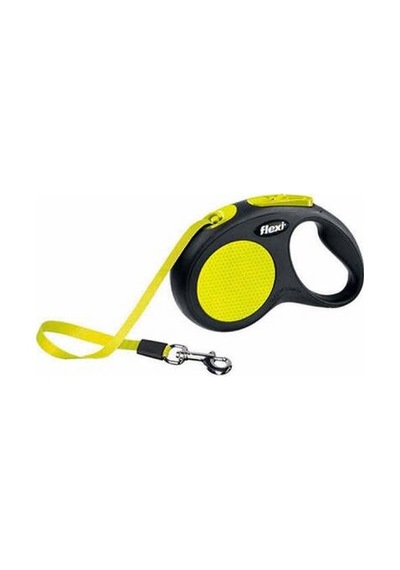New Neon Otomatik Şerit Köpek Gezdirme Tasması Medium 5 Mt Sarı Çok Renkli