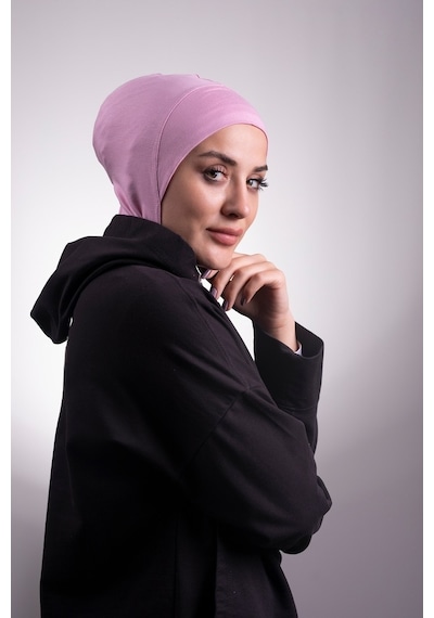 Hürrem Bone Pembe Pratik Hazır Geçmeli Bone Viskon Kumaş Hijab Spor 2106_04 Pembe