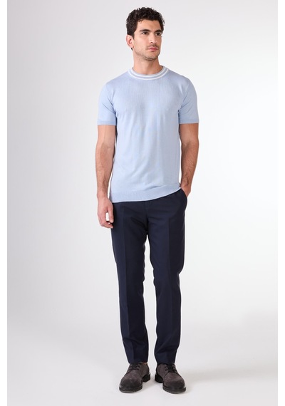 Dufy O Yaka Triko Tshirt Buz Mavisi