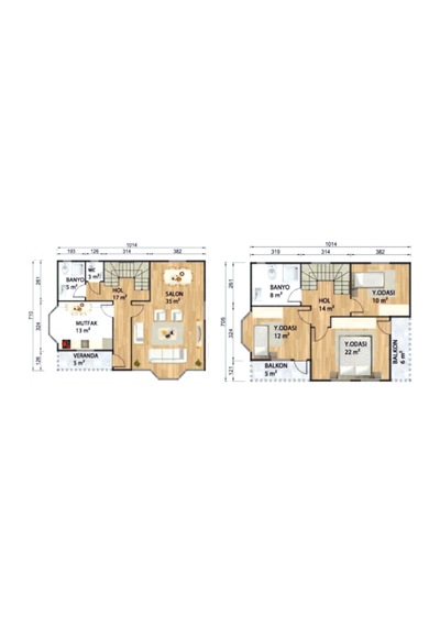 Ballife Prefabrik 155 M2 Standart Dubleks Prefabrik Konut