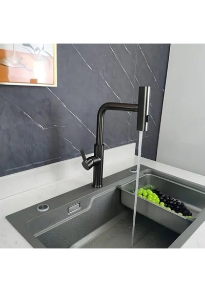 Şelale Fonksiyonlu Mutfak Evye Bataryası - Siyah Renk Seçeneği Açık Bej