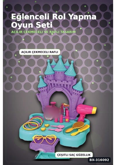 Candy Ken Oyuncak Şato Güzellik Masası 66 Cm - Kız Çocuk Makyaj Oyun Seti Bx-316092