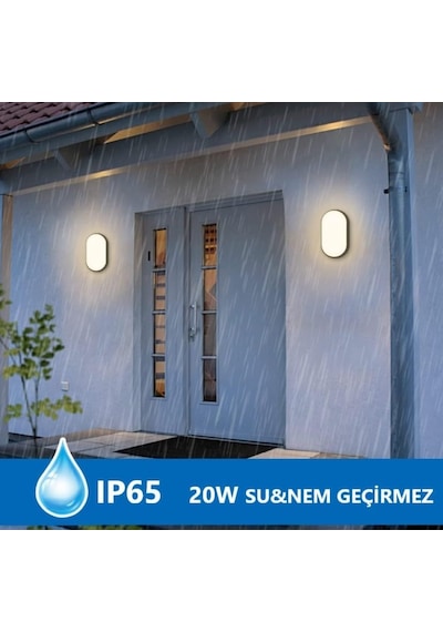 Su Geçirmez 20w Siyah Kasa Gün Işık 4200k Bahçe Teras Banyo İç Dış Mekan Led Işık 2000lm 1 Adet