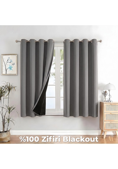 100% Zifiri Blackout Kuşgözü Dikim Tek Kanat Gri