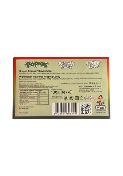 Popios Karpuz Aromalı Patlayan Şeker 4 Gr 40 Adet