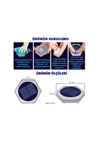 Upway 6'lı Güneş Enerjili Mavi Peyzaj Lambası - 20 Led Ip68 Su Geçirmez Kırılmaz Paslanmaz Mavi