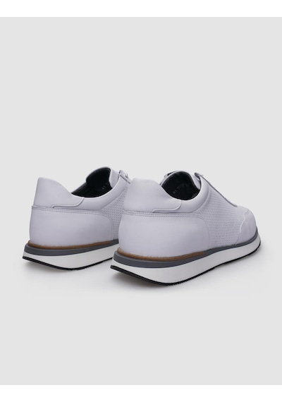 Cabani %100 Hakiki Deri Beyaz Bağcıklı Erkek Sneaker Beyaz